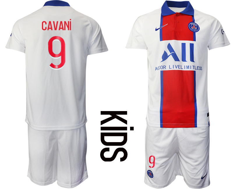 Youth 2020-2021 club Paris St German away #9 white Soccer Jerseys